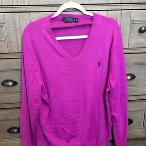 Polo by Ralph Lauren Magenta V-Neck Sweater